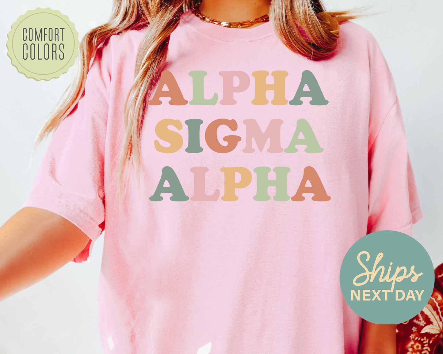 Alpha Sigma Alpha Bright and Proud Comfort Colors Sorority T-shirt _ 420g