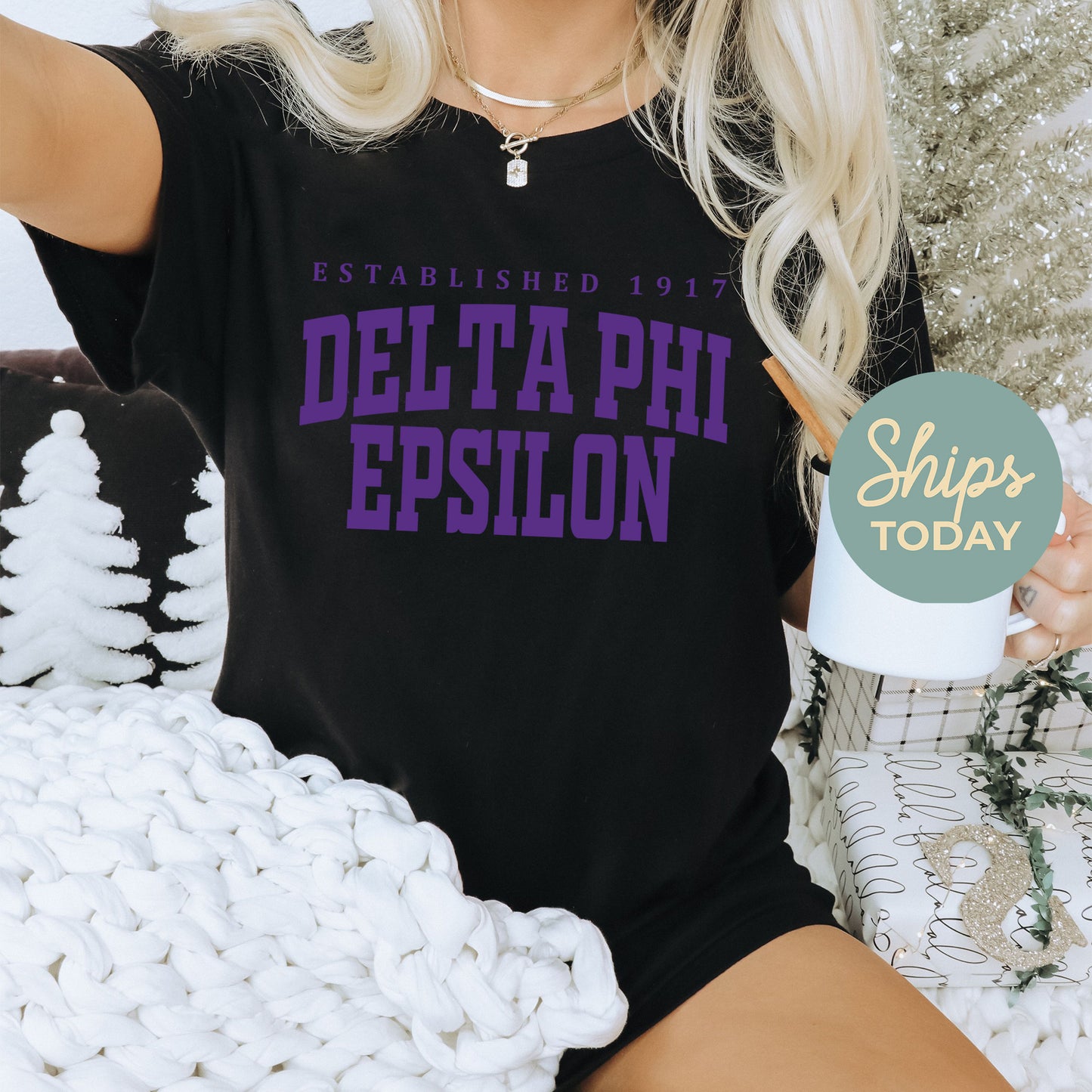 Delta Phi Epsilon Bold Letters Sorority T-shirt  _ 35132g