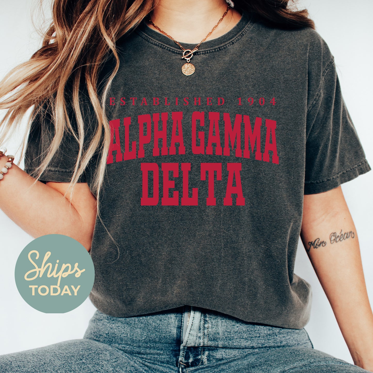Alpha Gamma Delta Bold Letters Sorority T-shirt _ 35123g