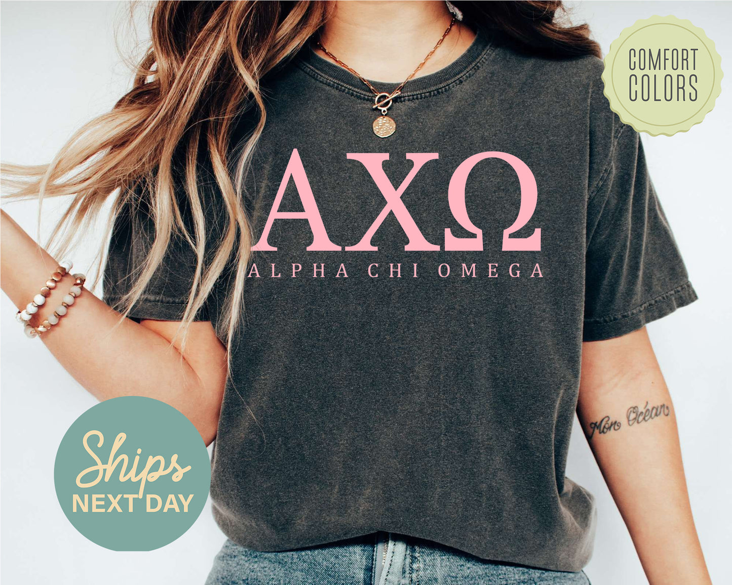Alpha Chi Omega Everything Pink Comfort Colors Sorority T-shirt _ 310g