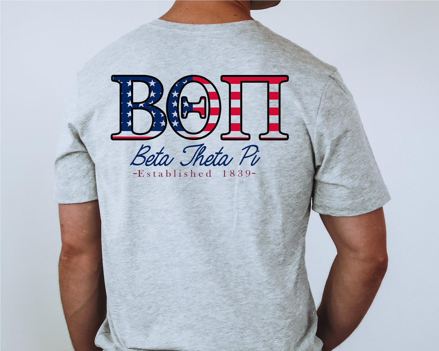 Beta Theta Pi USA Flag Letters Fraternity T-shirt _ 33428g