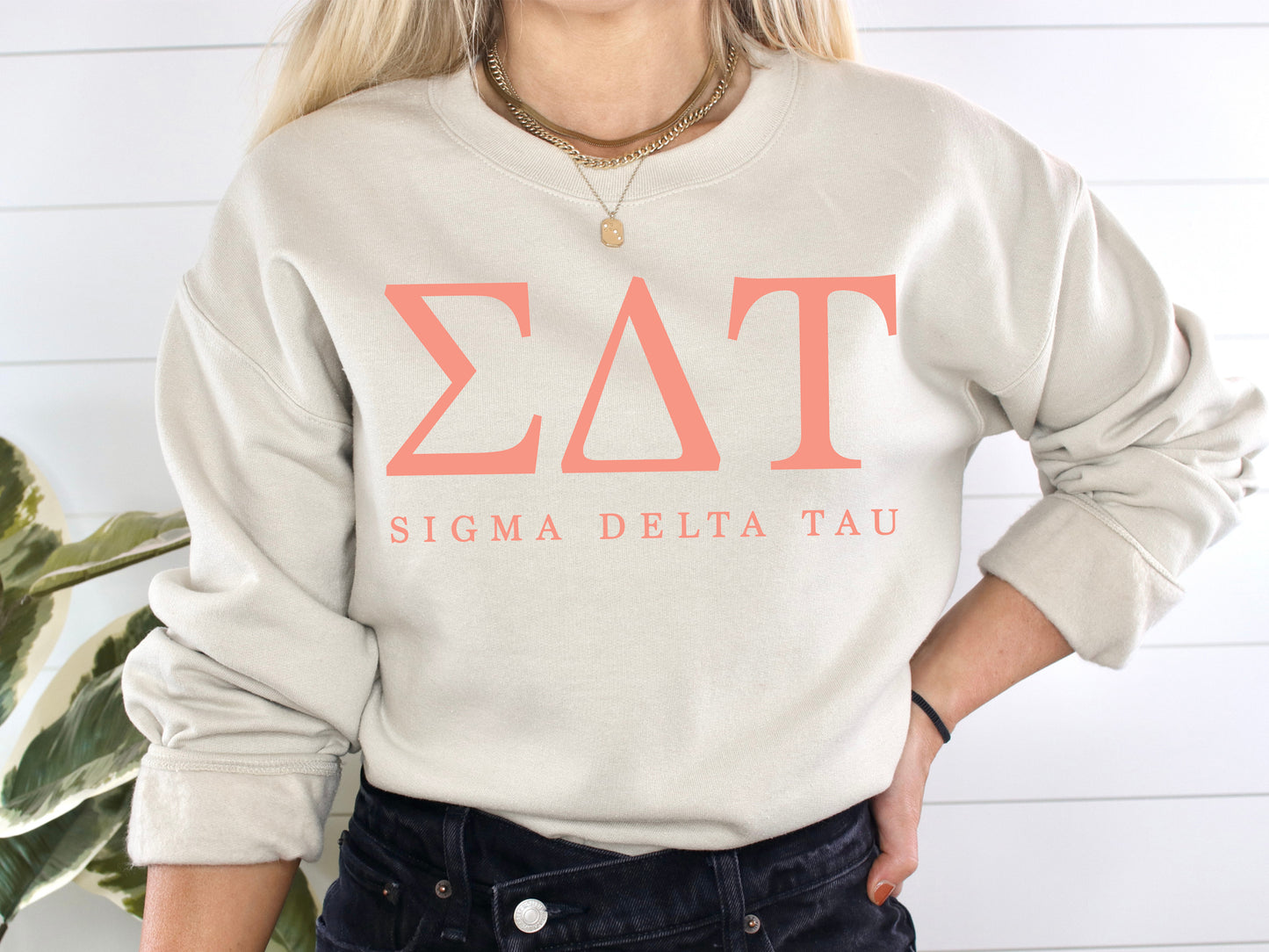 Sigma Delta Tau Pink Personality Sorority Sweatshirt _ 669g