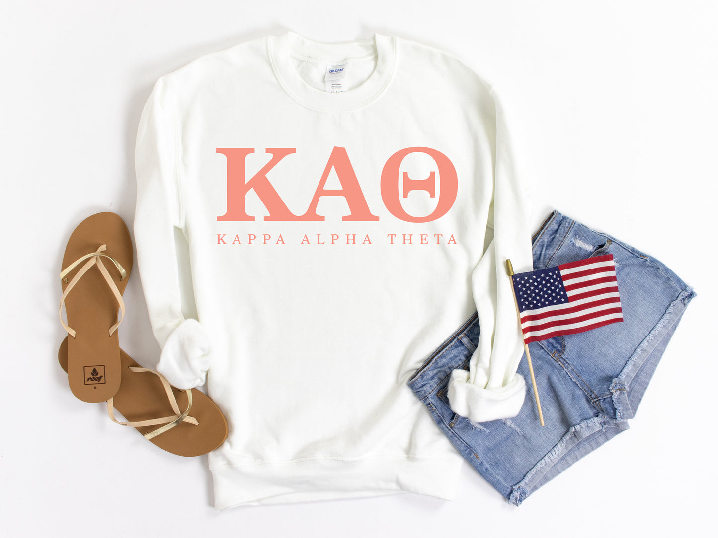 Kappa Alpha Theta Pink Personality Sorority Sweatshirt _  663g