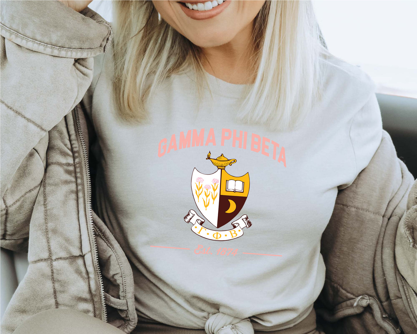 Gamma Phi Beta Loyalty Crest Sorority T-shirt _ 4434g