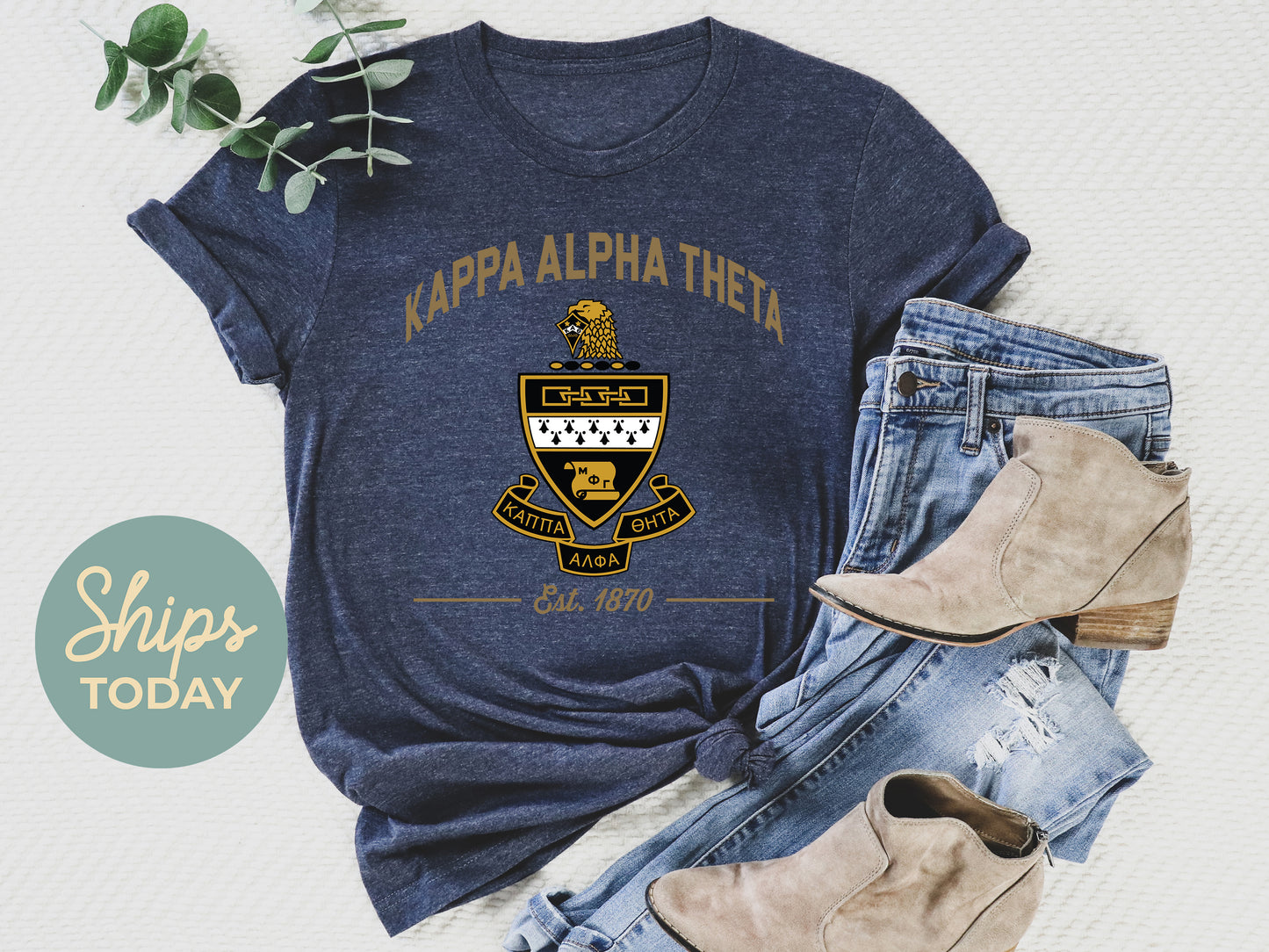 Kappa Alpha Theta Loyalty Crest Sorority T-shirt _ 4435g