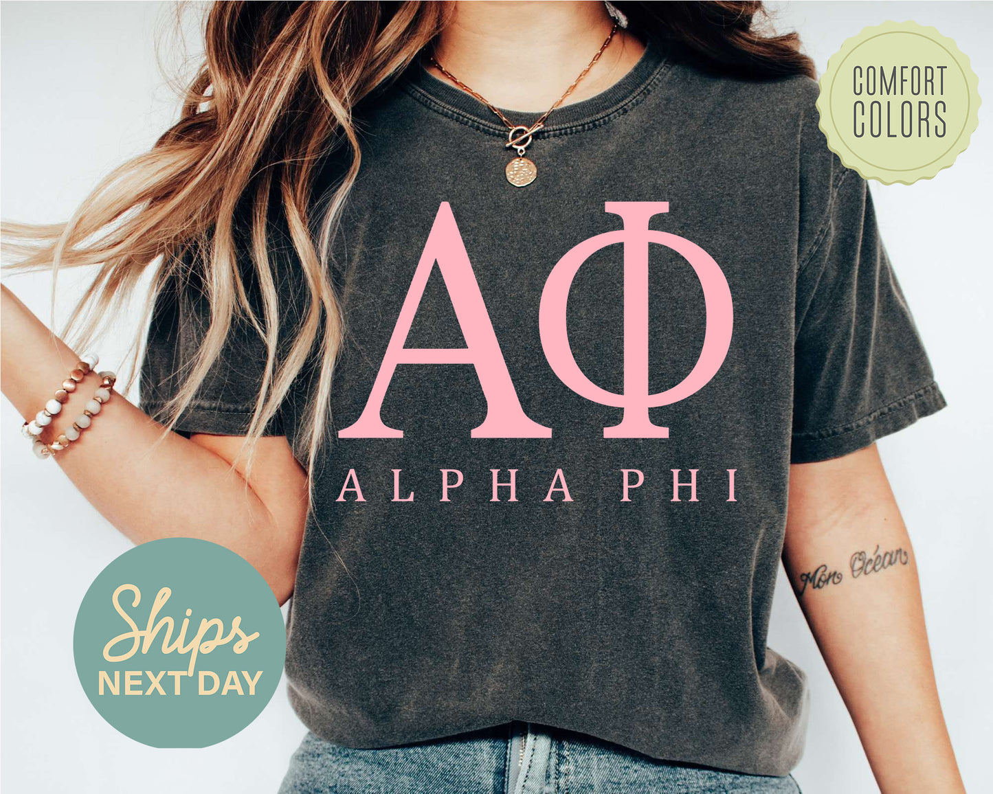 Alpha Phi Everything Pink Comfort Colors Sorority T-shirt _ 315g