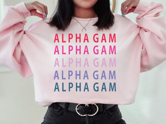 Alpha Gamma Delta Bright and Stacked Sorority Sweatshirt _ 3g