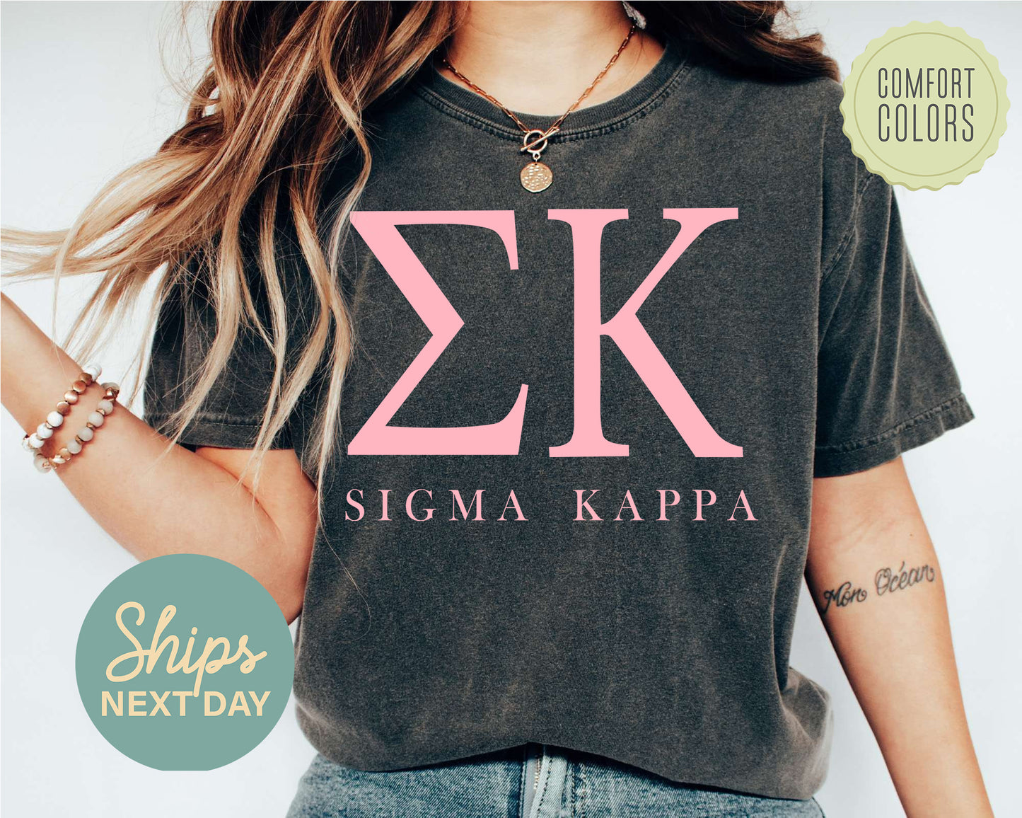Sigma Kappa Everything Pink Comfort Colors Sorority T-shirt _ 332g