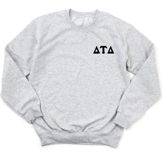 a grey sweatshirt with the letters ata on it