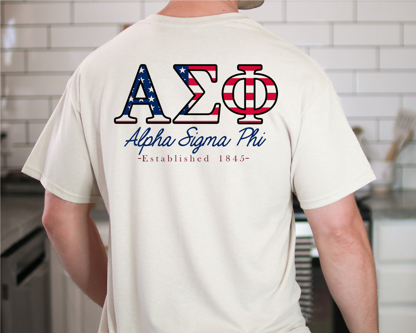 Alpha Sigma Phi USA Flag Letters Fraternity T-shirt _ 33426g