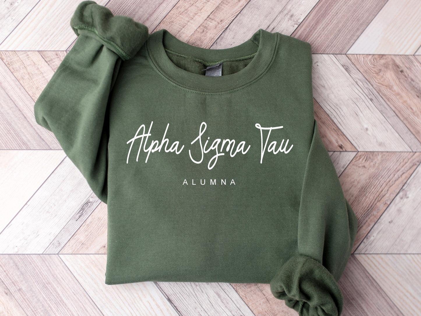 Alpha Sigma Tau Flashy Alumna Sorority Sweatshirt _ 2532g
