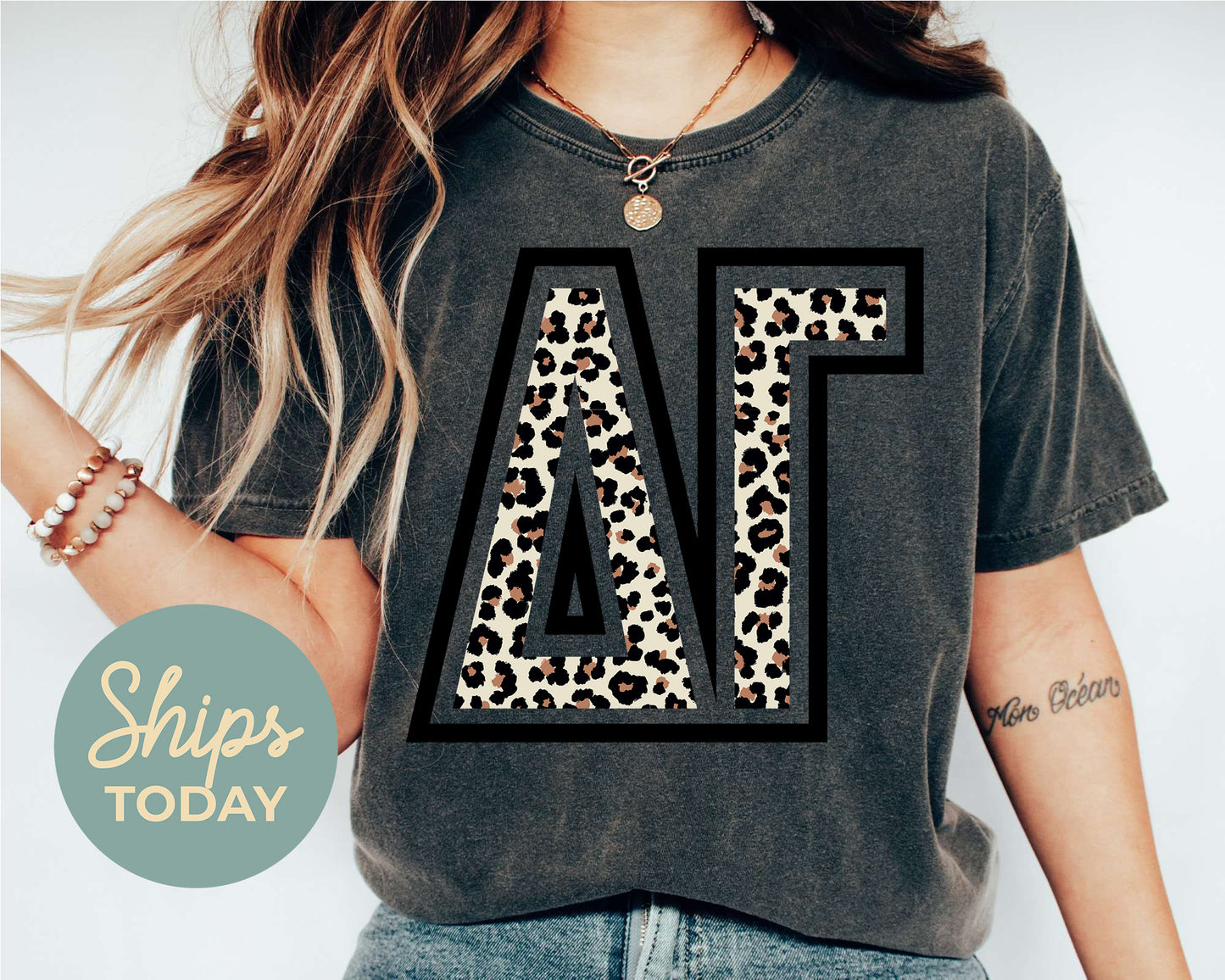 Delta Gamma Leopard Greek Letters Sorority T-shirt _ 30446g