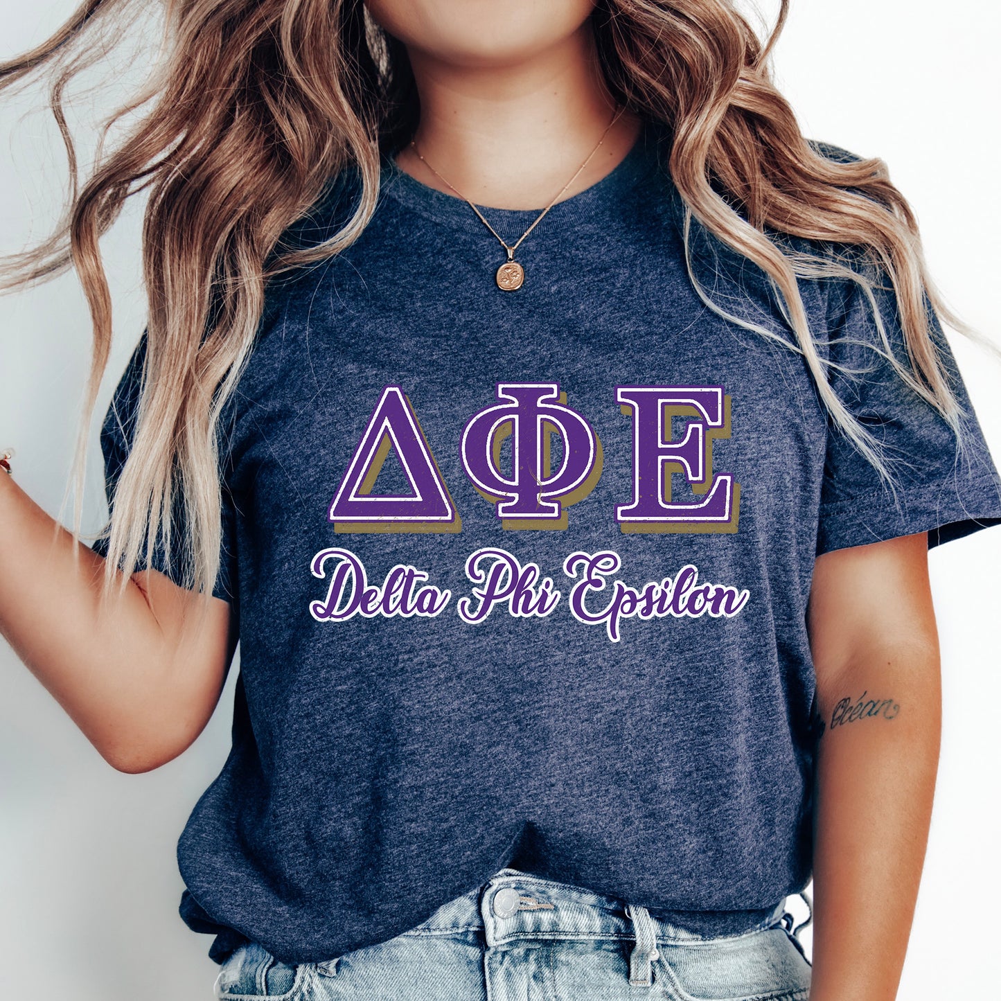 Delta Phi Epsilon Greek Colors Sorority T-shirt _ 36081g