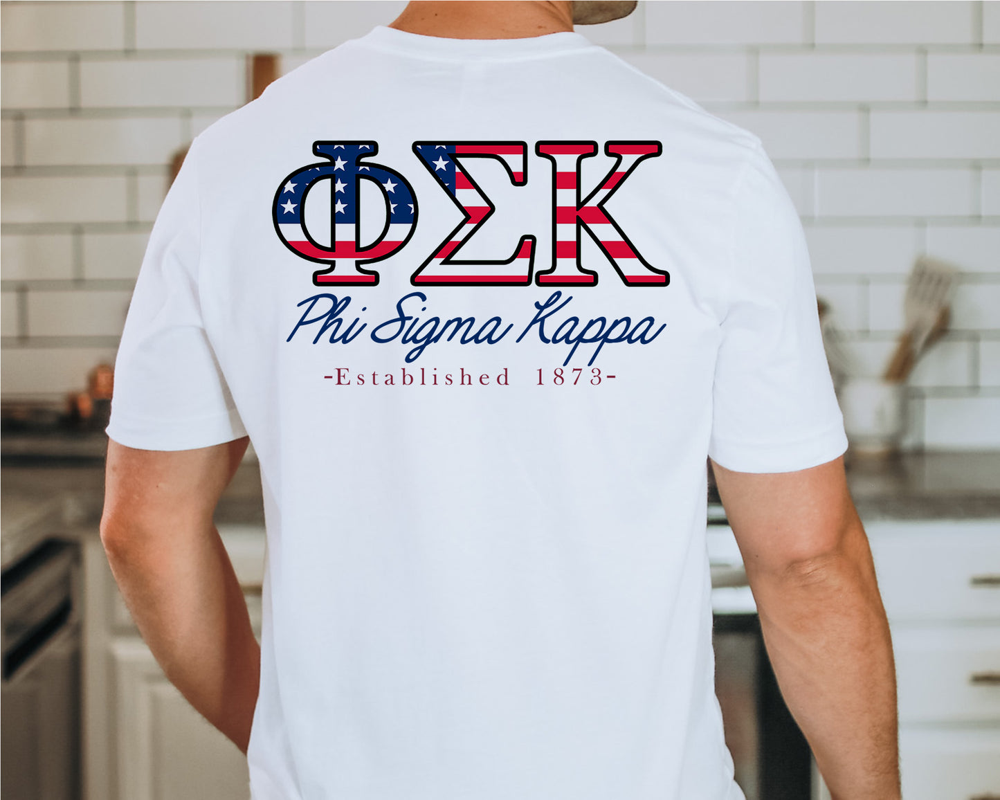 Phi Sigma Kappa USA Flag Letters Fraternity T-shirt _ 33440g