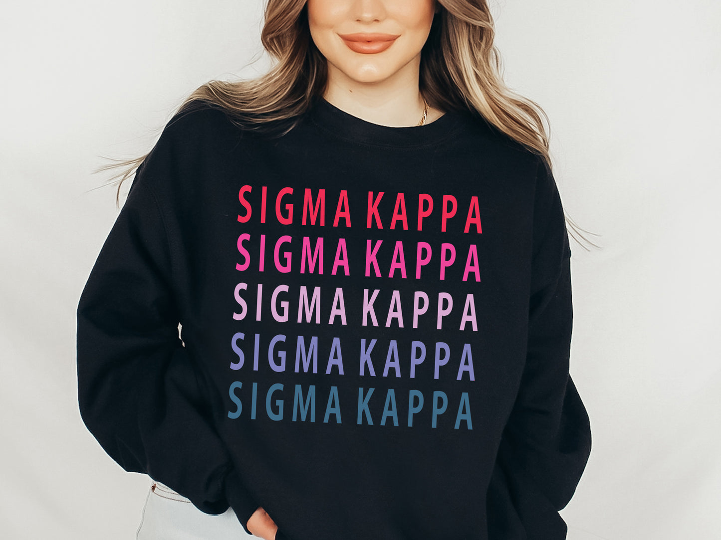 Sigma Kappa Bright and Stacked Sorority Sweatshirt _ 23g