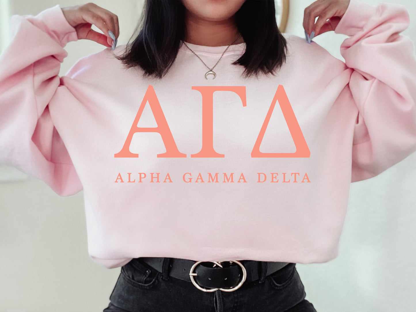 Alpha Gamma Delta Pink Personality Sorority Sweatshirt _ 651g