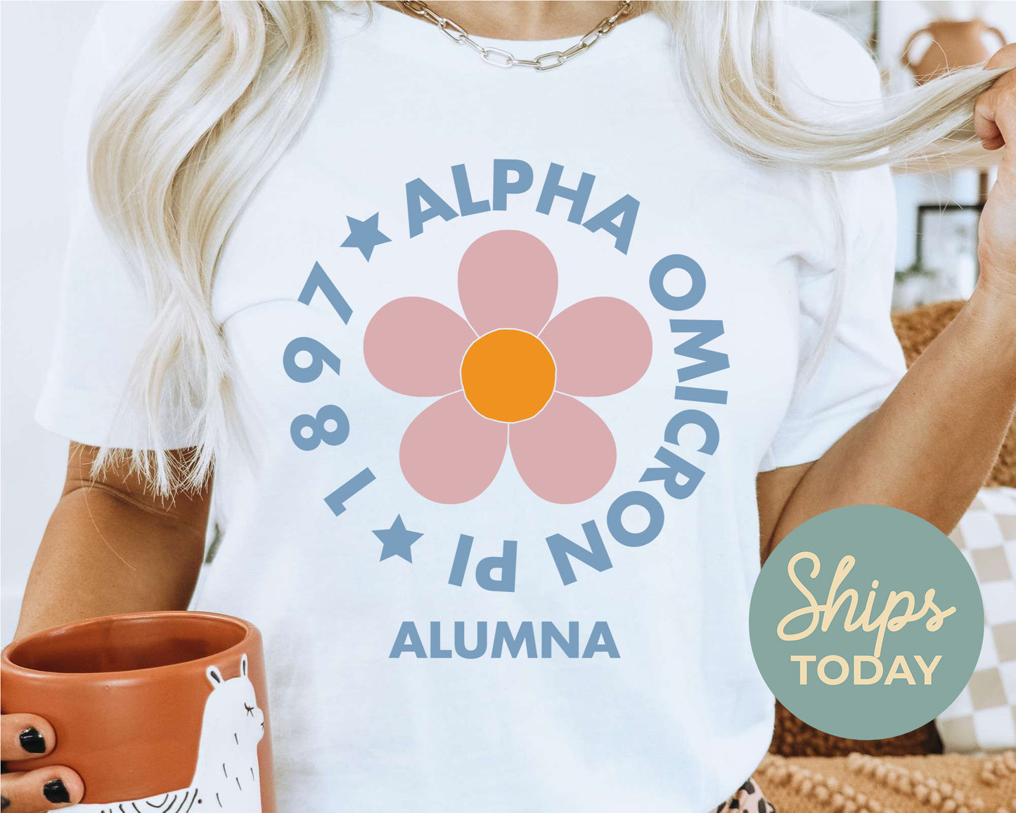 Alpha Omicron Pi Floral Alumna Sorority T-shirt _ 2555g