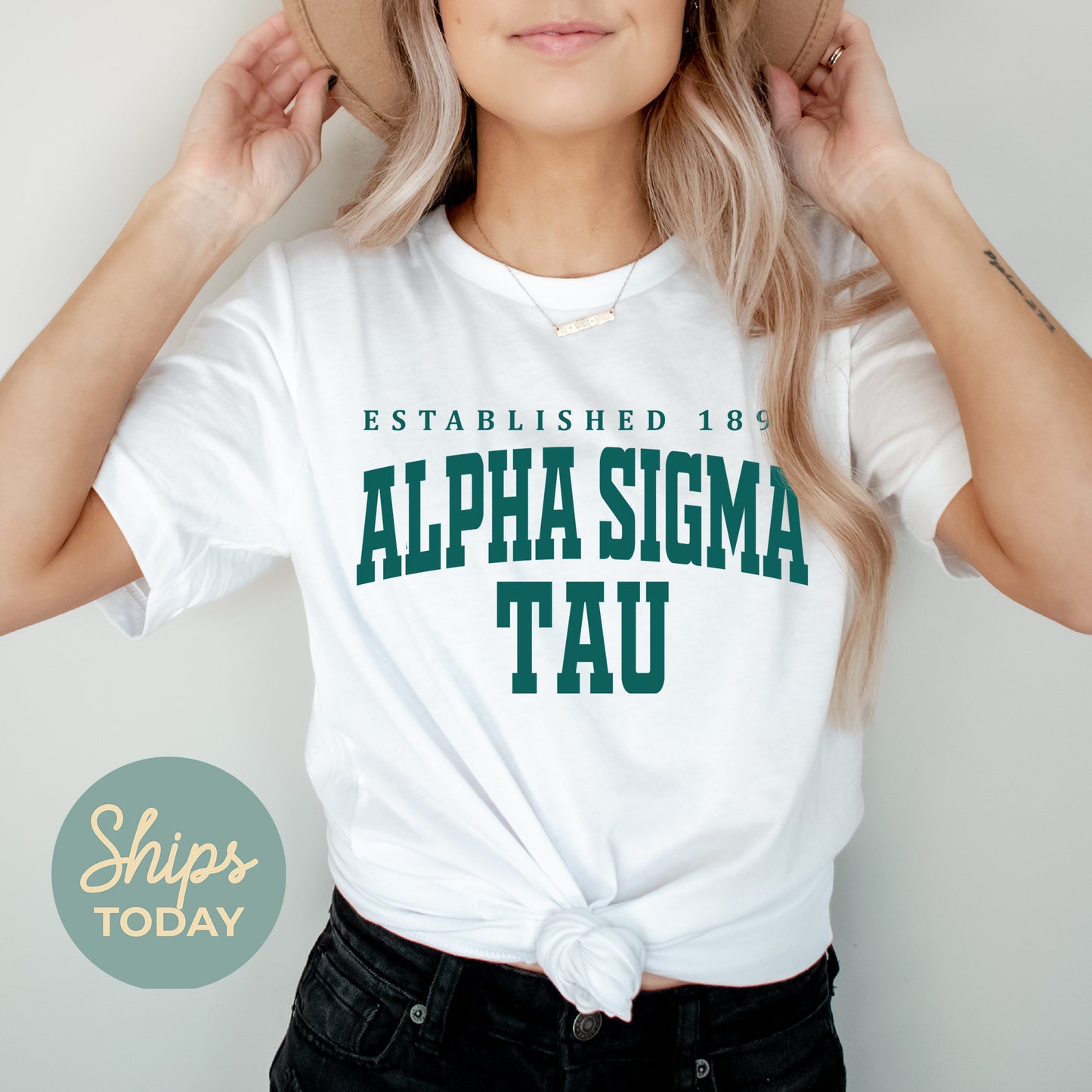 Alpha Sigma Tau Bold Letters Sorority T-shirt _ 35127g