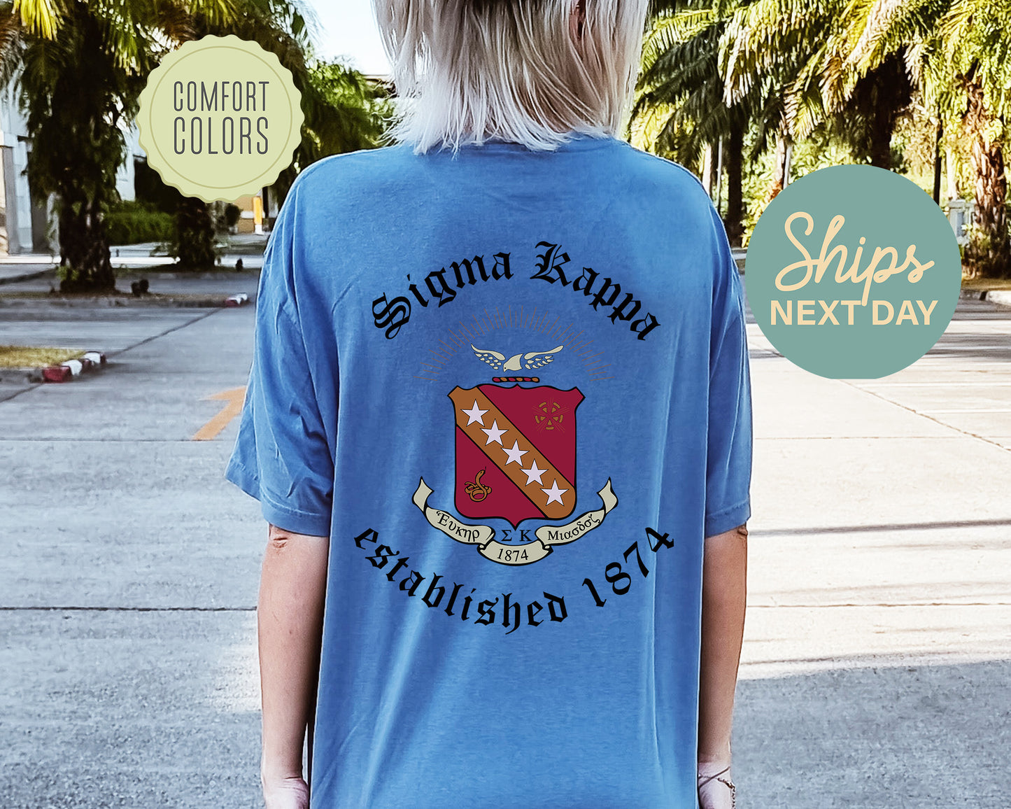 Sigma Kappa Old English Crest Comfort Colors Sorority T-shirt _ 32942g
