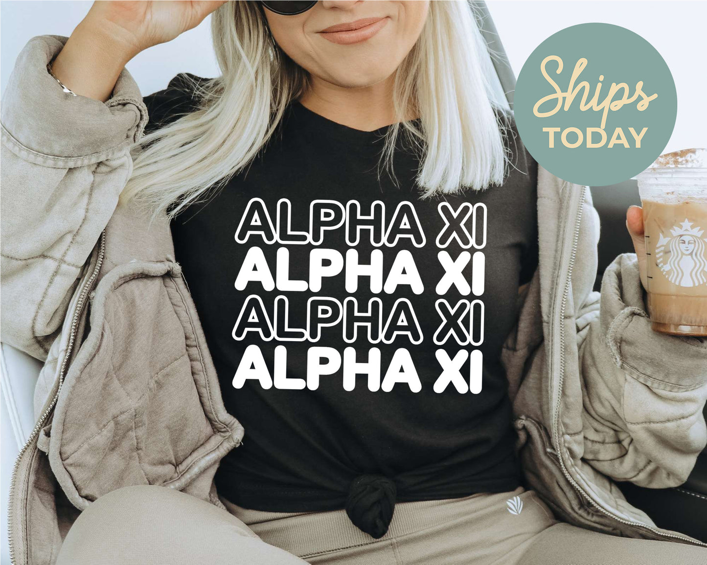 Alpha Xi Delta Bold Bubble Letter Sorority T-shirt _ 2220g