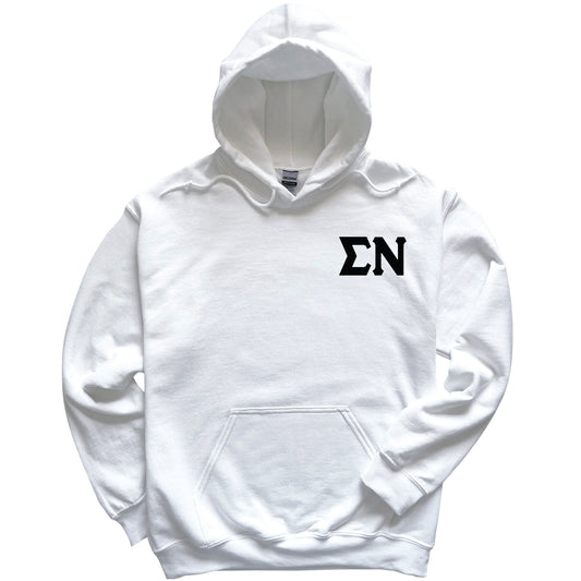 a white hoodie with the letter nn on it