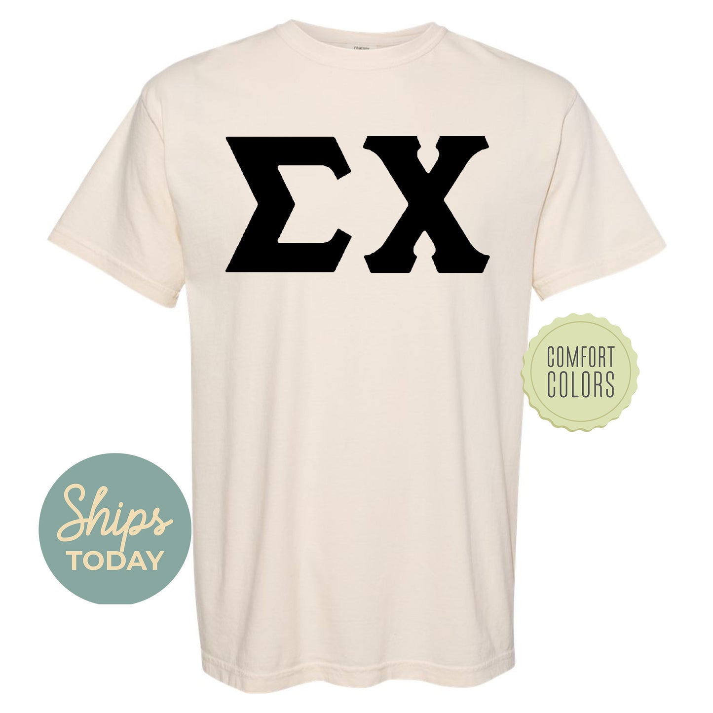 Sigma Chi Black Letters Comfort Colors Farternity T-shirt _ 34929g