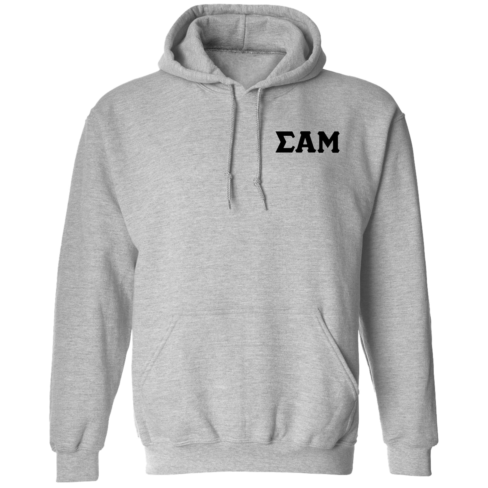 a grey hoodie with the word eam printed on it