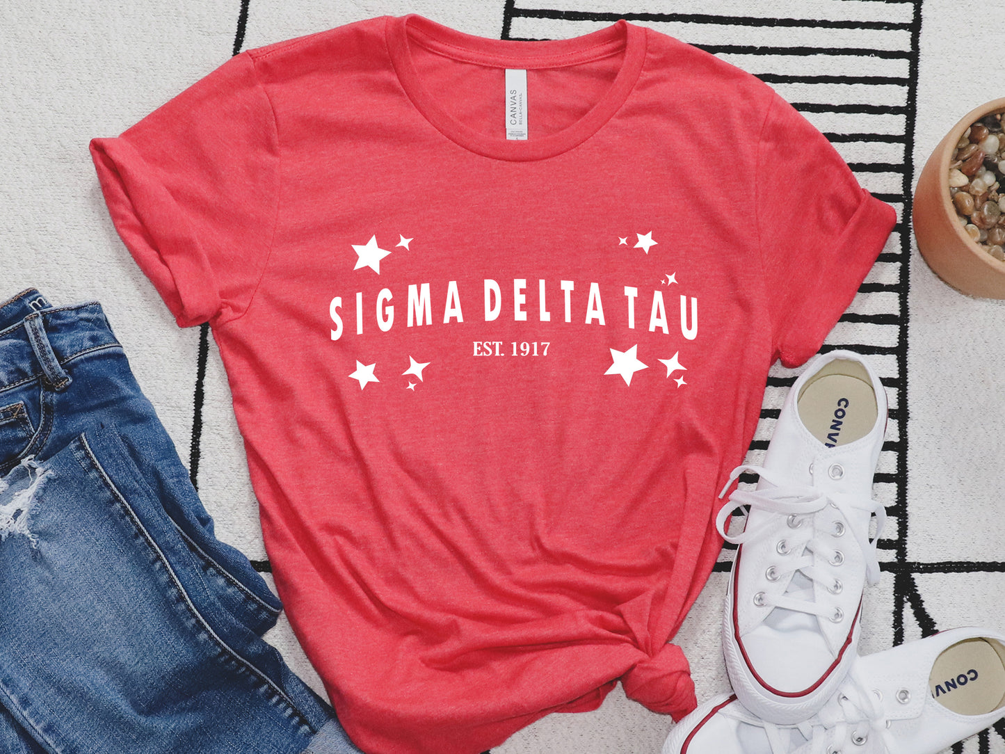 Sigma Delta Tau Arched Star Sorority T-shirt _ 2286g