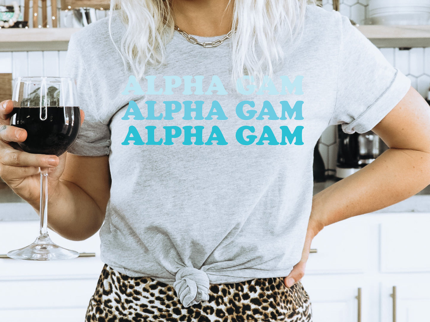 Alpha Gamma Delta Touch of Blue Sorority T-shirt _ 2580g