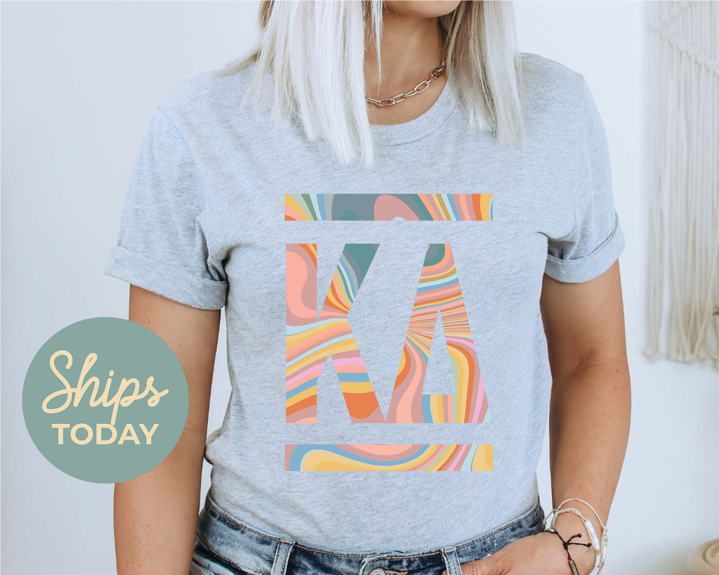 Kappa Delta Multicolor Letters Sorority T-shirt _ 30477g
