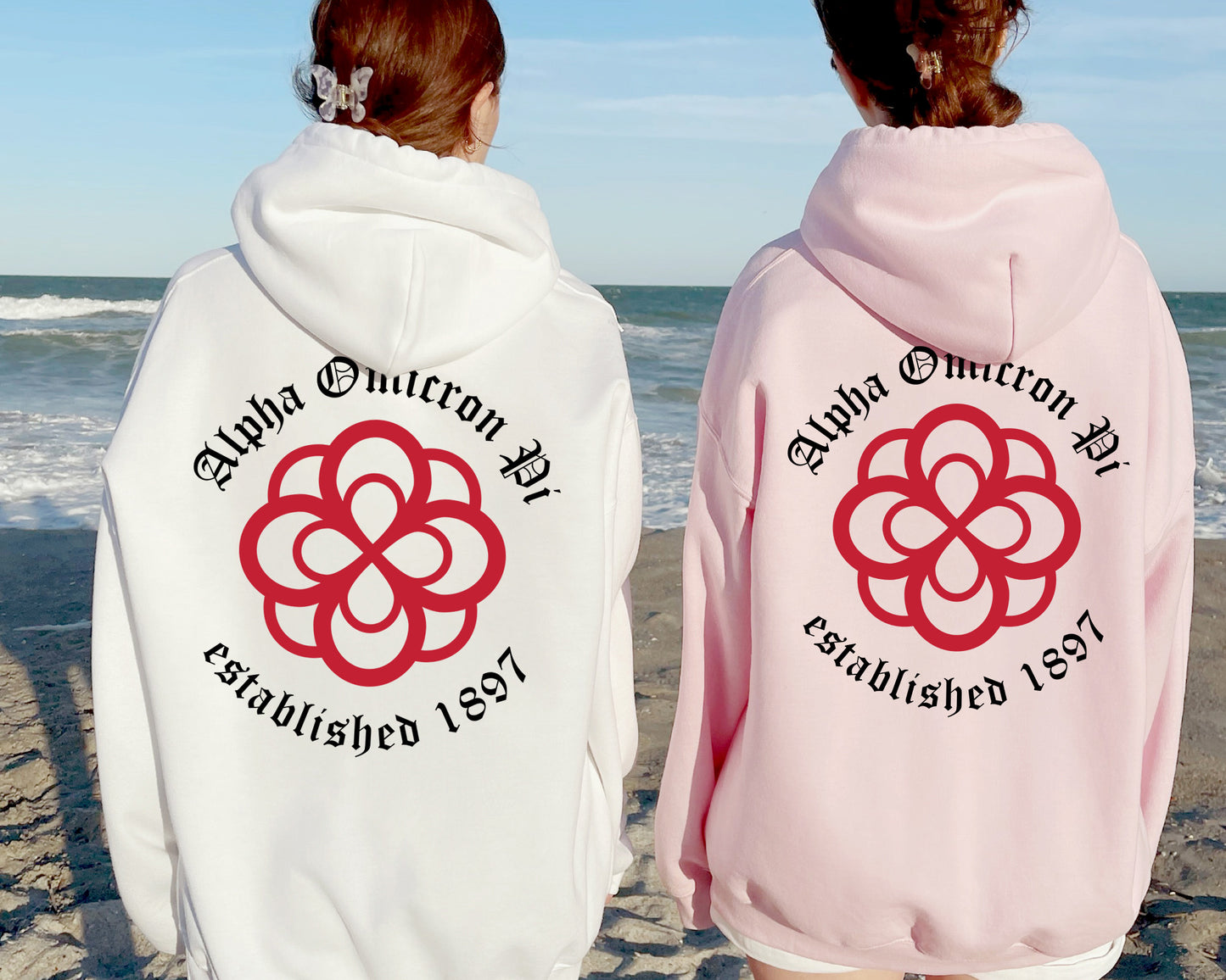 Alpha Omicron Pi Old English Crest Sorority Hoodie _ 32924g