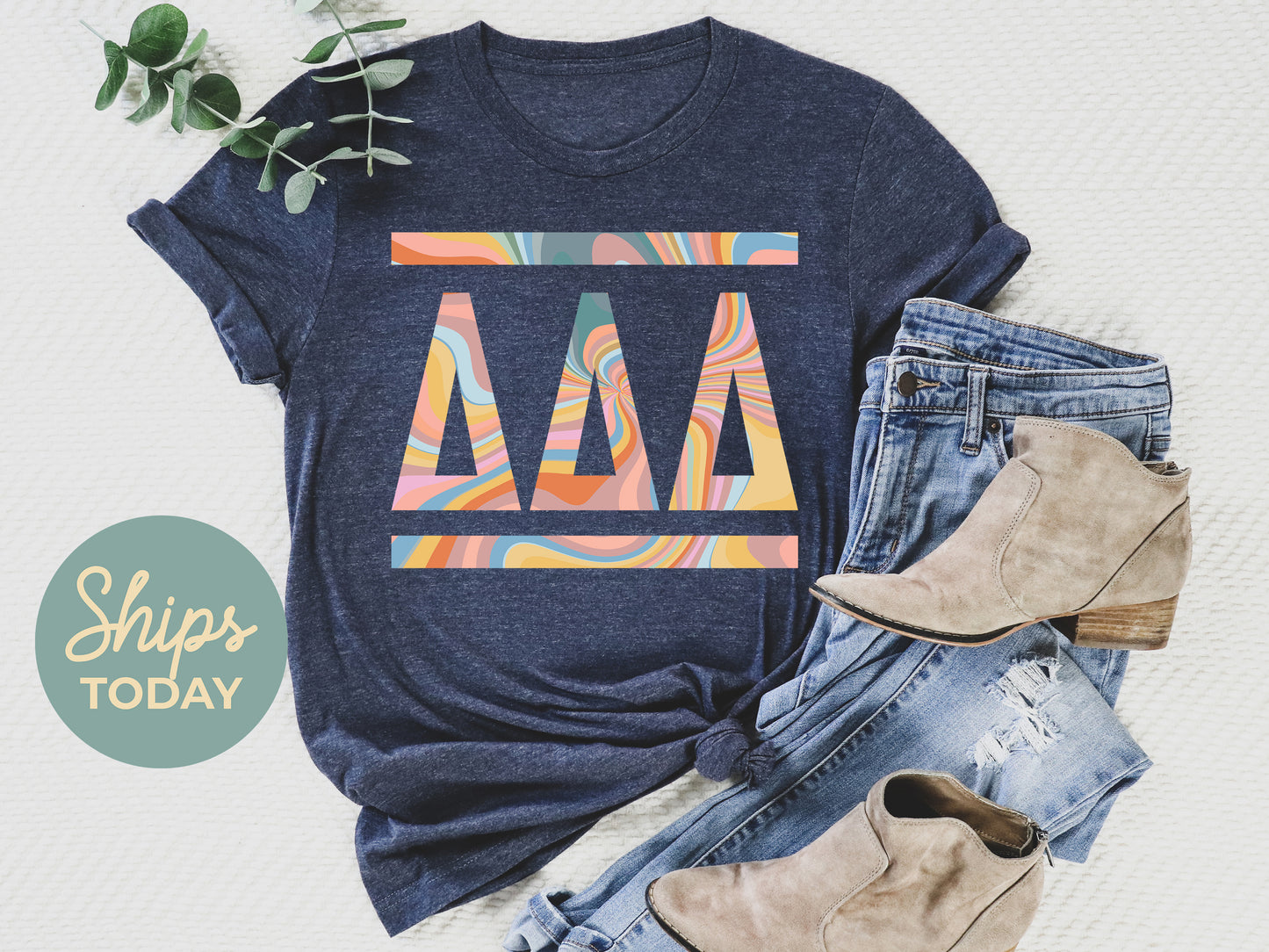 Delta Delta Delta Multicolor Letters Sorority T-shirt _ 30471g