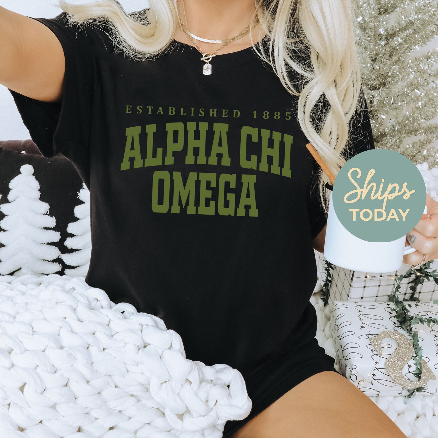 Alpha Chi Omega Bold Letters Sorority T-shirt _ 35120g