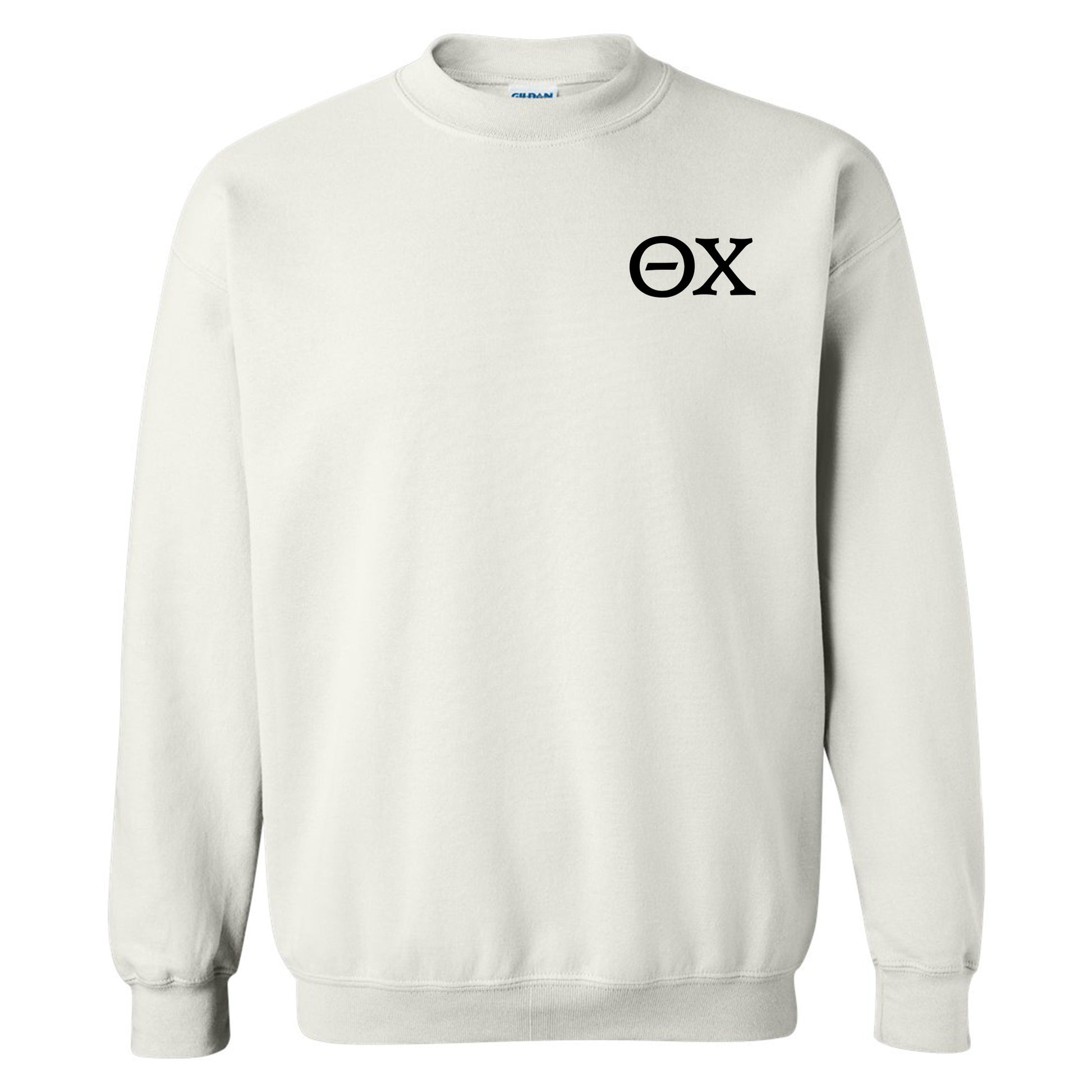 a white sweatshirt with the word ex on it