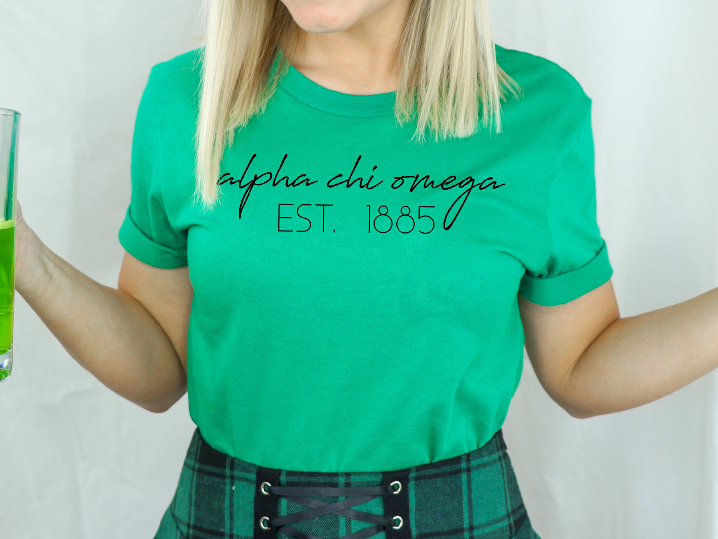 Alpha Chi Omega Black Calligraphy Sorority T-shirt _ 2317g