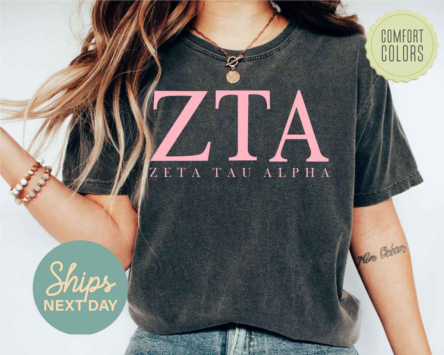 Zeta Tau Alpha Everything Pink Comfort Colors Sorority T-shirt _ 335g
