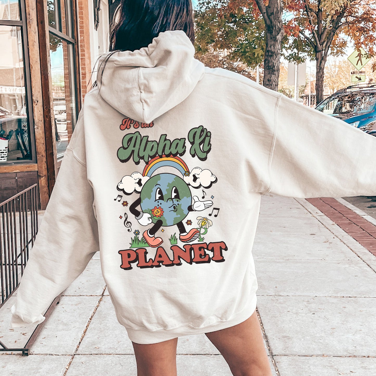 Alpha Xi Delta Kinder Planet Sorority Hoodie _ 35419g