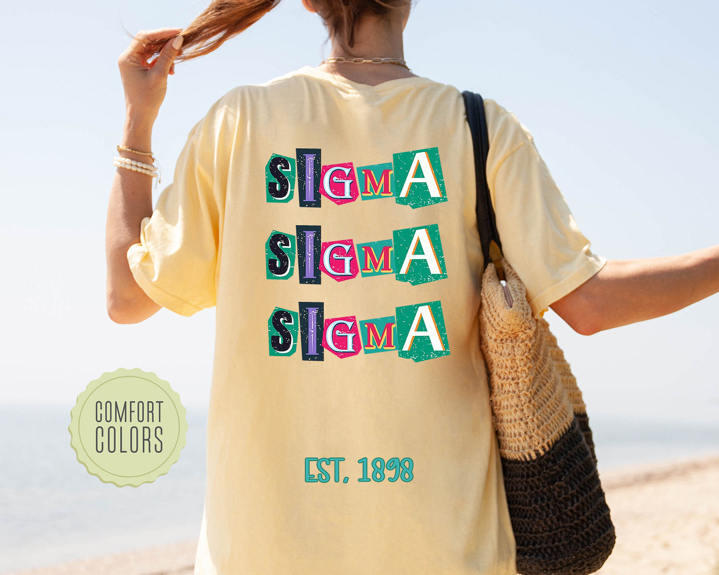 Sigma Sigma Sigma Letter Cuts Comfort Colors Sorority T-shirt _ 35909g