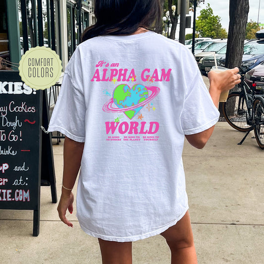 Alpha Gamma Delta Pink Planet Comfort Colors Sorority T-shirt _ 34233g