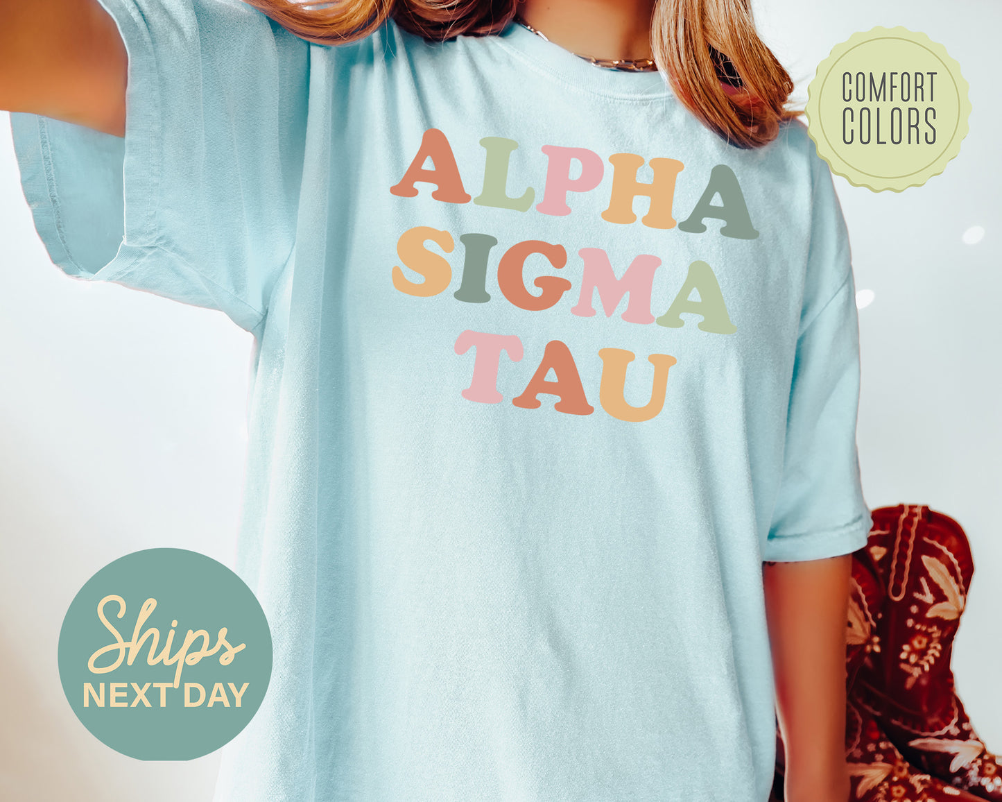 Alpha Sigma Tau Bright and Proud Comfort Colors Sorority T-shirt _ 421g