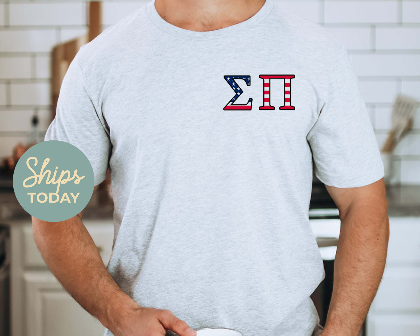 Sigma Pi USA Flag Letters Fraternity T-shirt _ 33447g