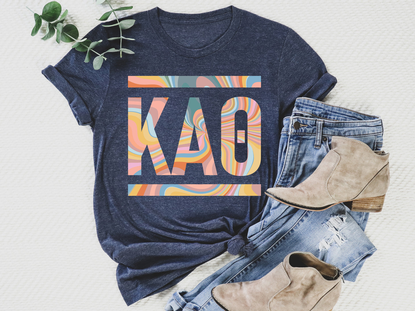 Kappa Alpha Theta Multicolor Letters Sorority T-shirt _ 30476g