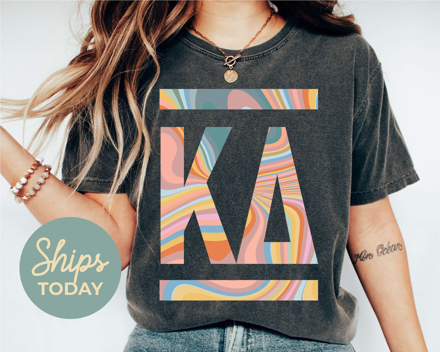 Kappa Delta Multicolor Letters Sorority T-shirt _ 30477g