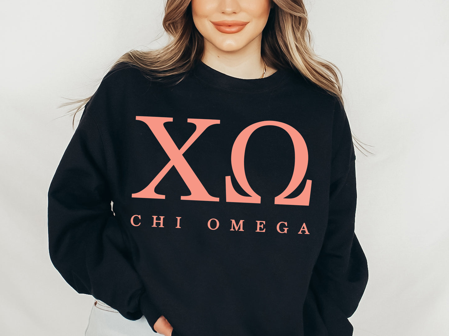 Chi Omega Pink Personality Sorority Sweatshirt _ 657g