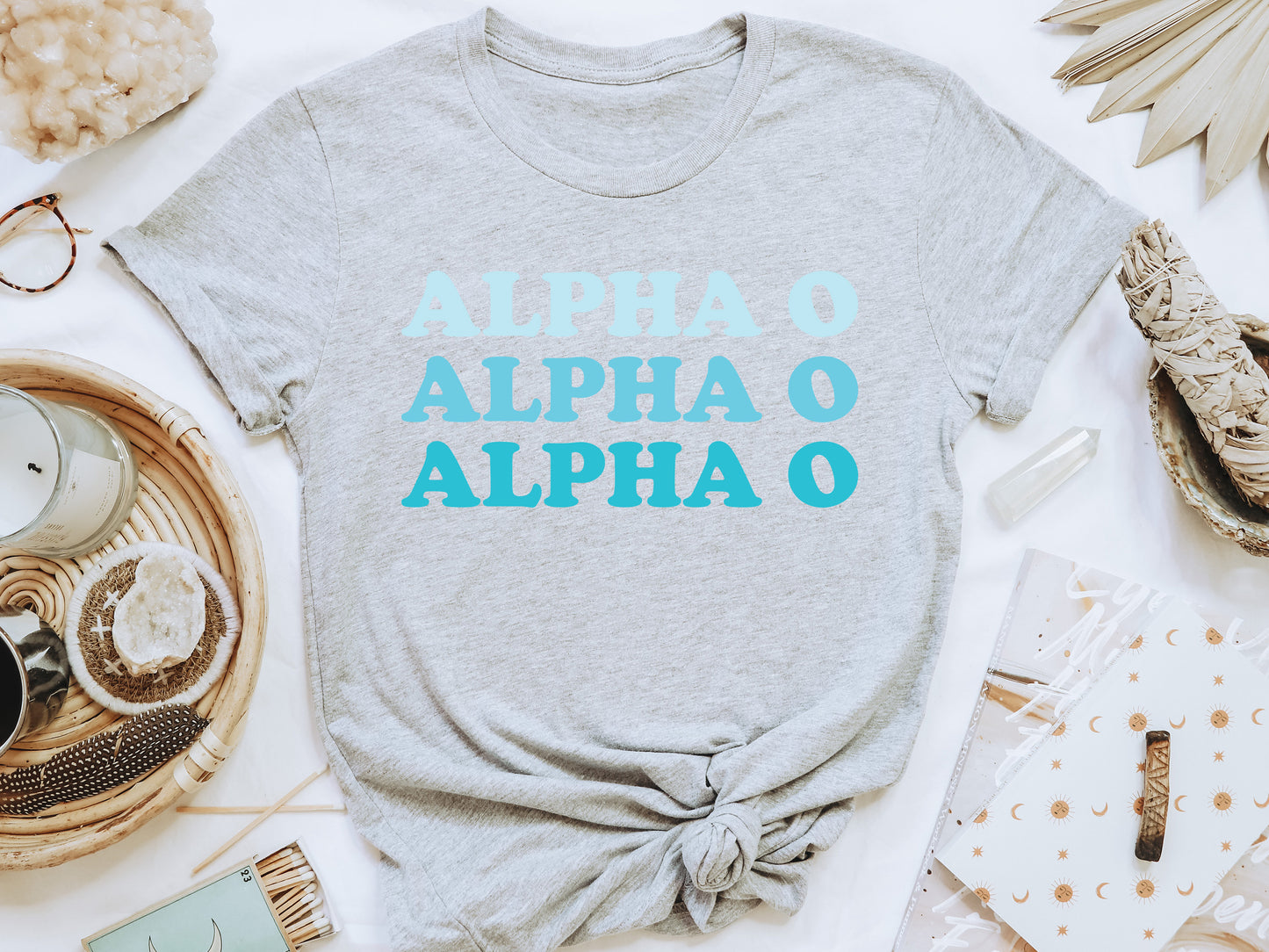 Alpha Omicron Pi Touch of Blue Sorority T-shirt _ 2581g