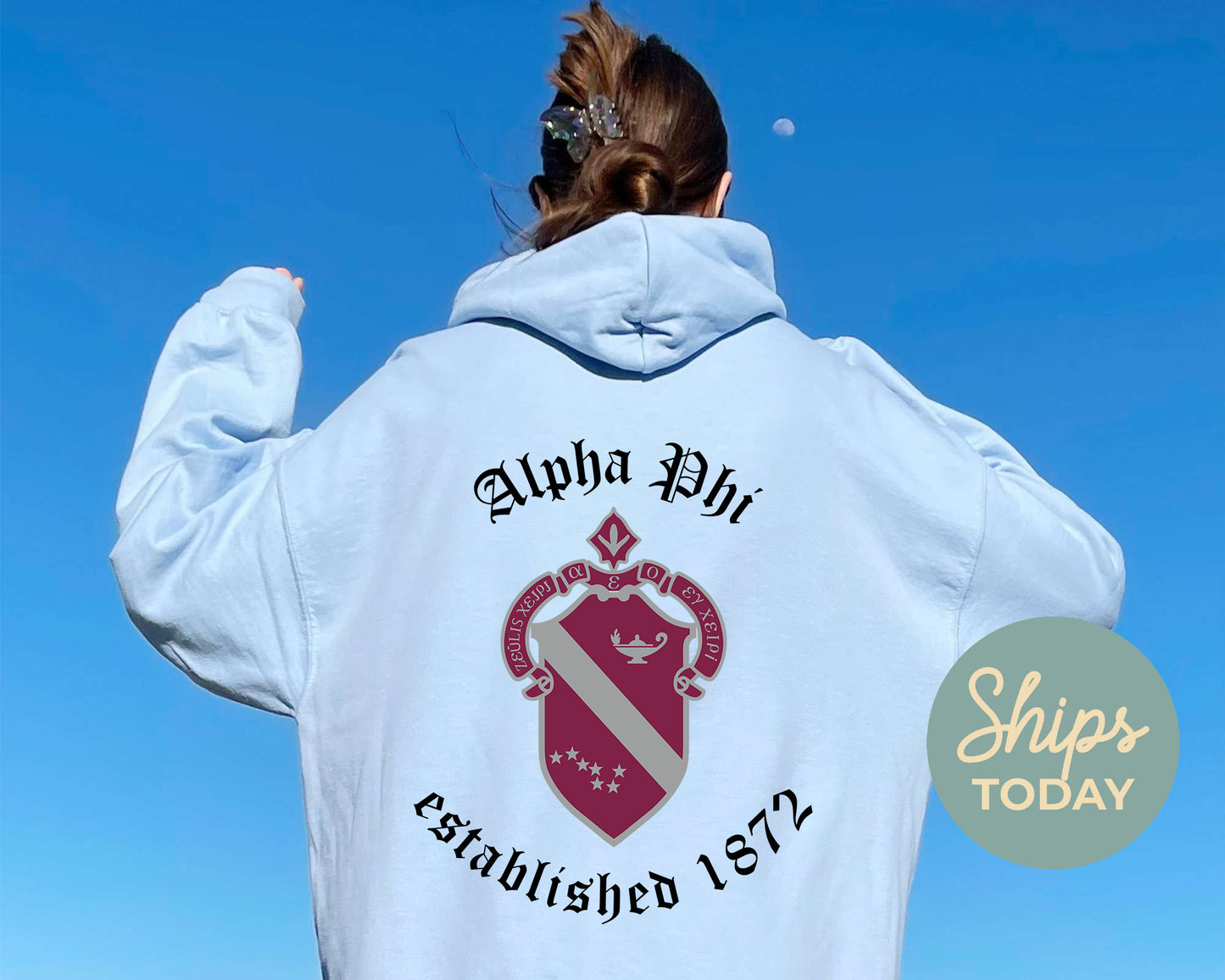Alpha Phi Old English Crest Sorority Hoodie _ 32925g
