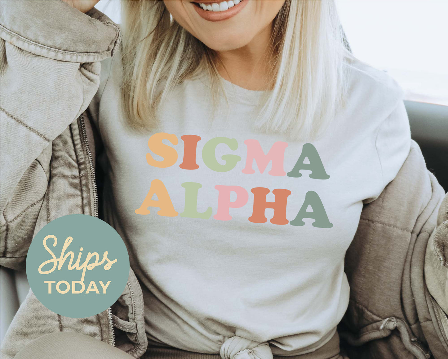Sigma Alpha Bright and Colorful Sorority T-shirt _ 3478g
