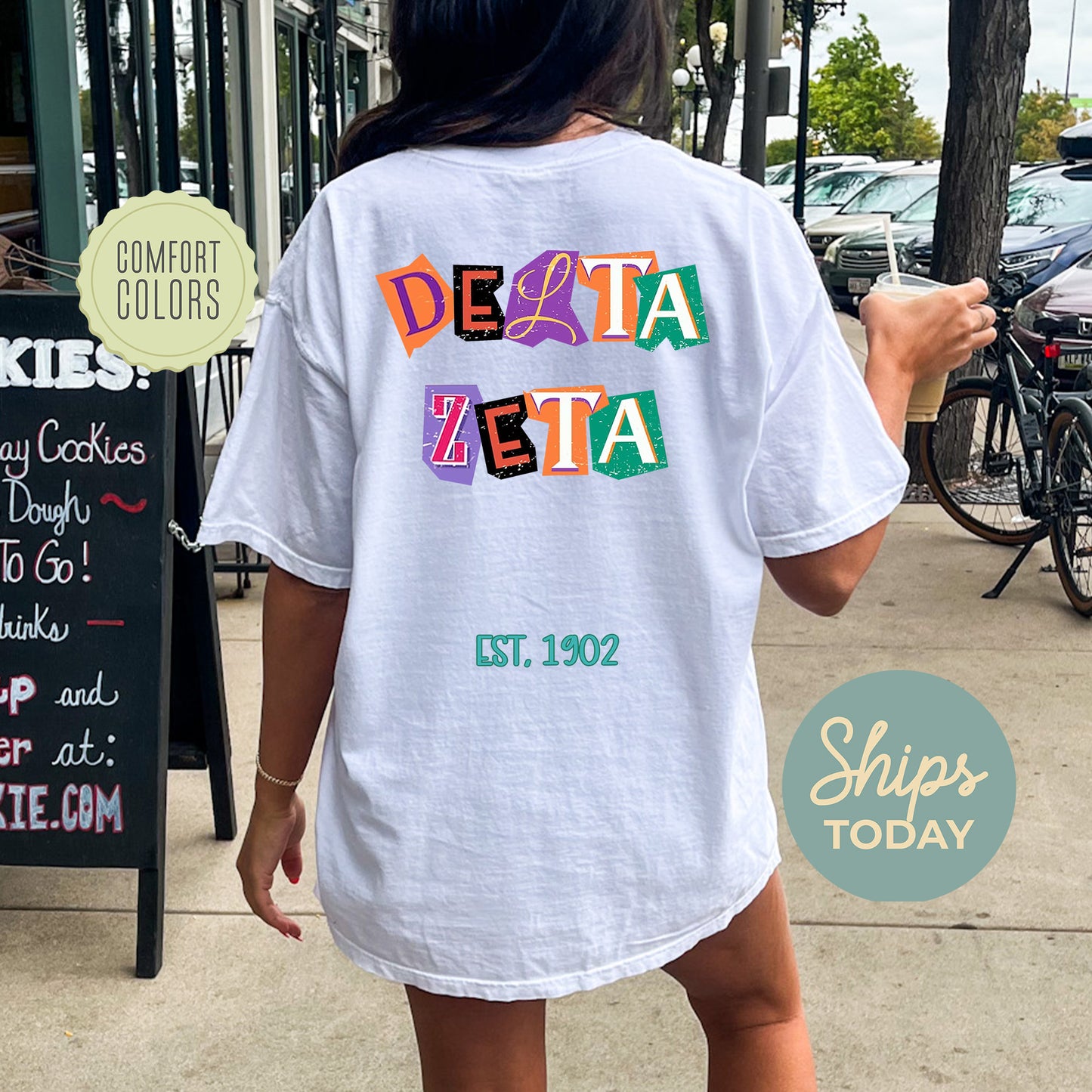 Delta Zeta Letter Cuts Comfort Colors Sorority T-shirt _ 35900g