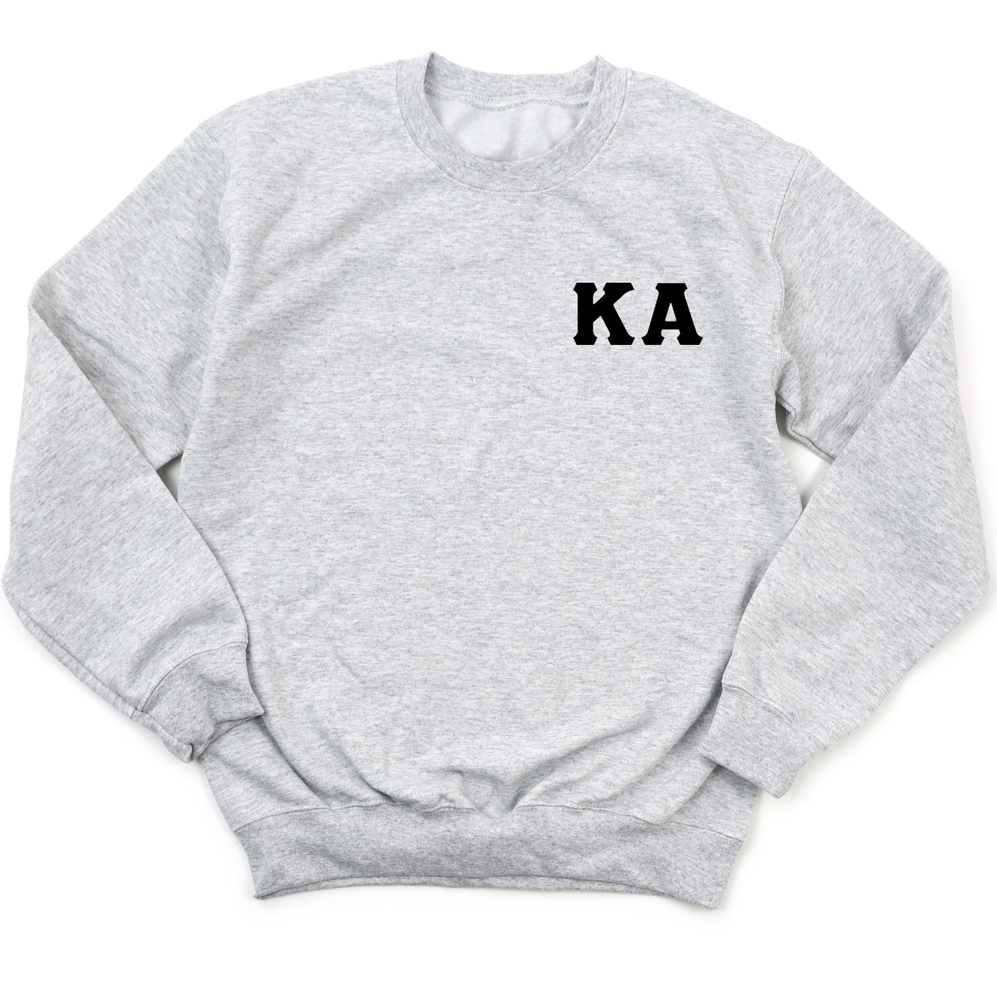 a grey sweatshirt with the word ka on it