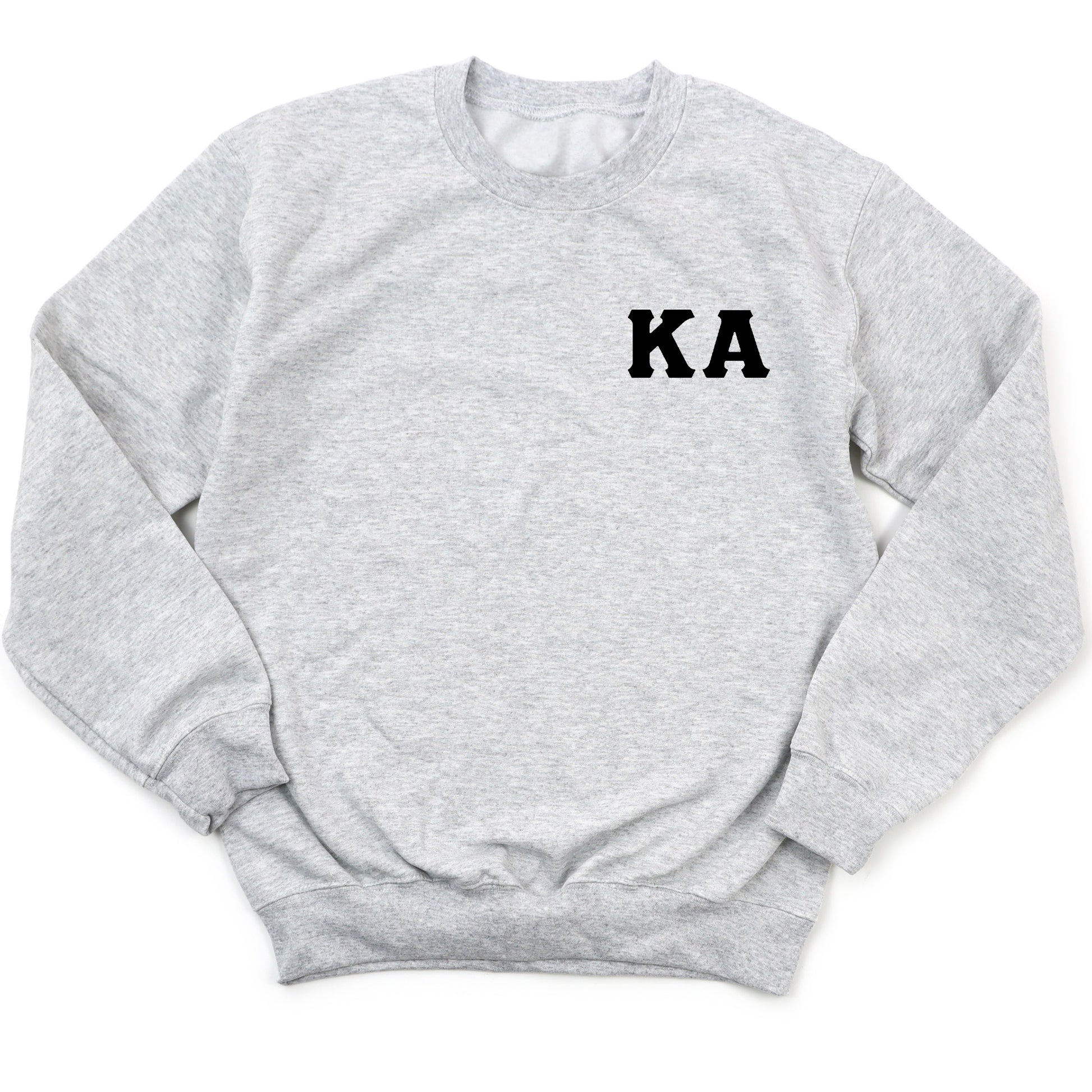 a grey sweatshirt with the word ka on it